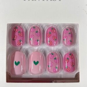 imPRESS Voguish Fantasy 28 Nails - Glue Included # 93070 -Short - Strawberries‎